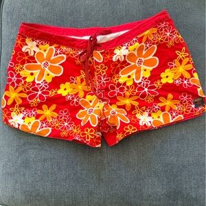 Vibrant Floral Red and Yellow Shorts